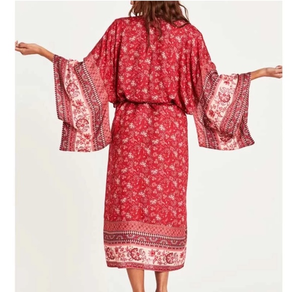 Boho Floral Print Cut out Sleeve Kimono Cover up - Picture 2 of 10